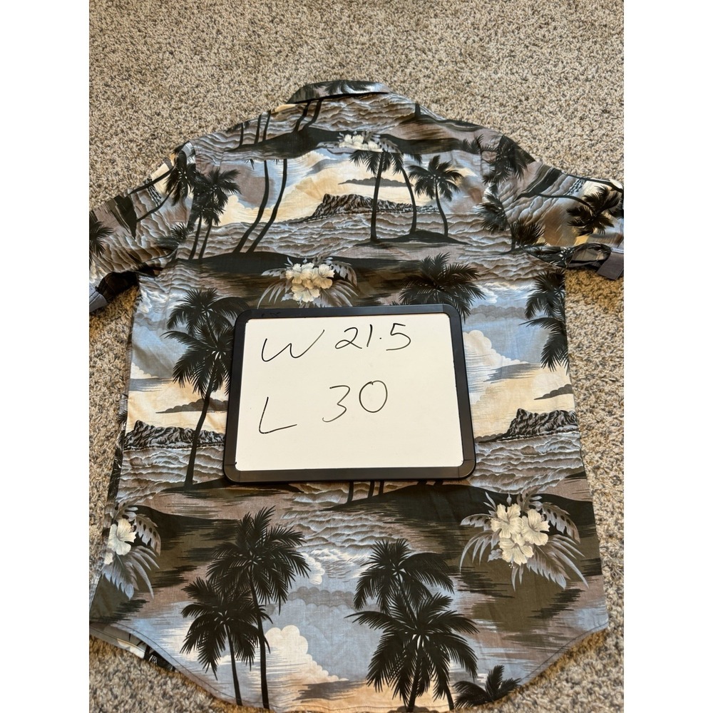 7 DIAMONDS PALM OCEAN PRINT SHORT SLEEVE COTTON SHIRT SIZE Large SLIM FIT - Picture 5 of 5